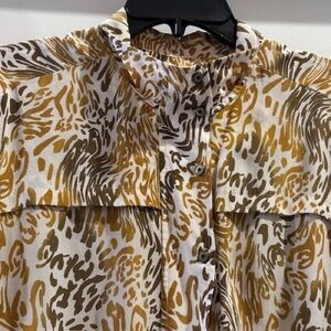 Robert Graham Abstract Animal Print Button-Up dress in Mustard and Brown